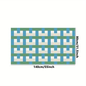 TEMU 부드러운 플러시 그린 & 블루 체크무늬 에어리어 매트 - 1000g/m² 모조 캐시미어, 10mm 두께, 손세탁 전용, 침실, 거실 또는 공부방에 완벽한 액세서리, 스터디 룸용 플러시 에어리어 매트 | 폴리에스터 매트