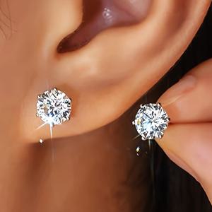 TEMU 2개/세트 실베이 1캐럿 화이트 스톤 식스프롱 클래식 귀걸이 여성용 발렌타인데이 크리스마스 할로윈 새해 선물 데일리 휴가 파티 웨딩 신부 럭셔리 다용도 여성 귀걸이 주얼리