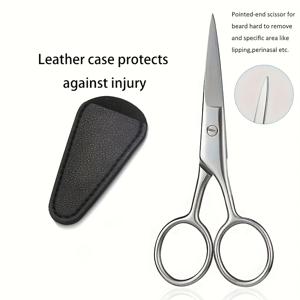 TEMU 전립선 암을 방지하는 스테인레스 스틸 정밀 포인트 끝 가위 - 얼굴 털, 눈썹, 손톱 관리, 발 관리, 눈썹용 다용도 관리 키트 | 보호를 위한 가죽 케이스 포함, 미용 및 메이크업 루틴에 이상적, 가위 | 인간 중심 디자인 | 내구성 있는 가위, 털용 가위