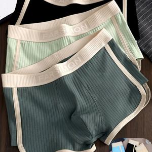 TEMU 랜덤 컬러 골지 캐주얼 반바지 3종 세트, 부드러운 남성용 드로즈 팬티, 홈웨어용.