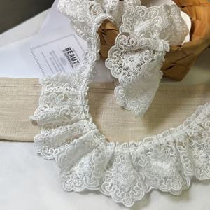 TEMU 1 야드 유럽 빈티지 레이스 트림 - 결혼식 드레스용 섬세한 레이스 패턴이 있는 8.5cm 폭 자수 프릴, 소프트 화이트/베이지/블랙 원단, 홈 데코, DIY 공예, 테이블보 및 커튼 장식