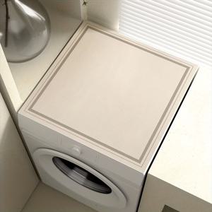 TEMU 다이아토미드 워싱 머신 먼지 커버 패드 - 웨이브 패턴 디자인, 베이지 & 브라운, 전기 불필요 보호 커버, 프론트 로드 세탁기용 내구성 있는 세탁실 장식, 가전 제품 장식 | 모던 스타일 커버 | 비전기 커버