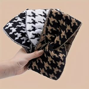 TEMU 여성용 하운드투스 헤어밴드 3개 세트 - 블랙, 화이트, 브라운, 베이지 루즈 헤어밴드, 부드럽고 편안한 액세서리, 발렌타인데이, 어버이날, 여성 선물용