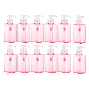 TEMU 12개 100ml /3.4oz 펌프 병 미니 여행용 용기 소형 디스펜서 플라스틱 로션 디스펜서 빈 스퀘어 화장품 용기 투명/핑크