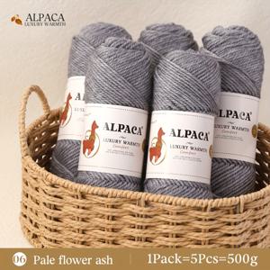 TEMU 알파카 털실 500그램, 바늘 뜨개질에 적합, 봄, 가을, 겨울 스웨터 제작에 이상적, 뜨개질 재료, 따뜻한 스웨터, 모자, 스카프, 바지 제작에 완벽. 각 세트에는 볼 5개가 포함되어 있습니다.