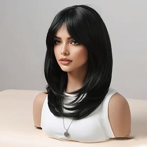 TEMU 갈색 & 블론드 롱 합성 가발 - 내구성 강한 레이어드 볼륨, 150% 밀도 자연스러운 헤어피스, 로즈 네트 캡 포함, 파티, 일상 사용 및 발라야지 블렌딩용 (백인, 화이트 헤드에 적합)