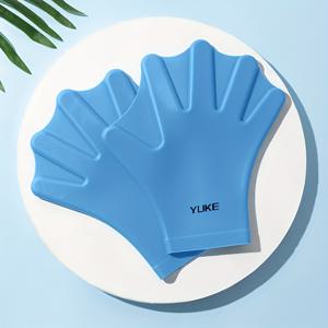 TEMU 수영을 위한 실리콘 손 핀 - 훈련 및 학습 프리 스타일 및 스쿠버 다이빙 장갑, 텍스처드 그립, 에르고닉 디자인, 빠른 건조 네오프렌 손바닥 커버 (블루) - 성인 수영 스포츠 장비, 수영 액세서리, 다이빙 장비, 세련된 수영복, 내구성 있는 수영 핀|오리발