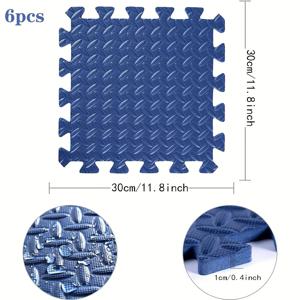 TEMU 6개 세트 3색 퍼즐 폼 운동 매트, 블루/그레이/화이트 EVA 인터로킹 바닥 타일, 홈짐 장비용, 실내 사용에 적합 (차고, 피트니스룸 등)