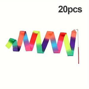 TEMU 20pcs 화려한 파티, 생일, 할로윈, 크리스마스 및 졸업을 위한 컬러풀한 실크 스트리머 - 젊은이들의 예술적인 놀이와 축제 장식에 이상적 | 생일 스트리머 | 장식 | 부드러운 실크 질감