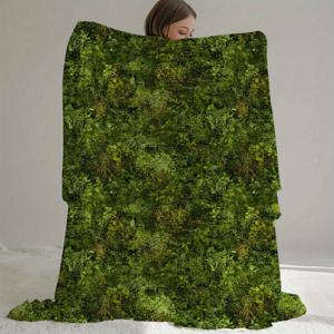 TEMU 이끼 담요, 매혹적인 숲 담요, 목가풍 담요, 기발한 자연 담요, 인조 3D 이끼 담요, 자연 애호가를 위한 부드러운 플란넬 담요, 사계절에 적합한 다용도 폴리에스터 커버, 디지털 프린트