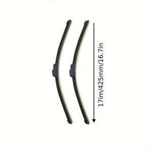 TEMU 2개 자연 고무 무소음 와이퍼 블레이드, U자형 후크 설치용 - 14인치~26인치 사이즈, 사계절 필수 윈드실드 와이퍼 액세서리