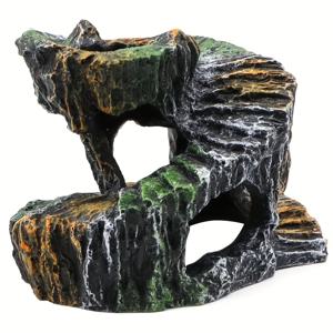 TEMU 거북이, 도마뱀, 양서류가 동굴에서 숨을 수 있도록 적합한 작은 회전 시뮬레이션 암석 햇볕 쬐기 플랫폼, 수족관 및 생태 탱크 조경용, 양서류가 등반하고 햇볕에 쬐기에 이상적, 내구성이 뛰어난 등반 사다리 햇볕 테라