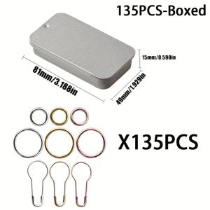 TEMU 90/135개 라운드 및 볼형 뜨개질 스티치 마커, 전기도금 링 마커. 실용적인 크로셰 잠금 액세서리. 귀금속 뜨개질 크로셰 마커, 스티치 링, 링 마커