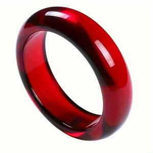 TEMU 여성용 우아한 레진 팔찌 1개 - 빈티지 스타일, 광택 있는 레드 코팅 디자인, 가벼운 내구성 주얼리 캐주얼 의상 및 선물용, 연중 액세서리, 매끄럽고 반짝이는 마감