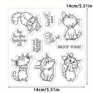 TEMU 1개 오리지널 해피 버스데이, 귀여운 재미있는 고양이 투명 스탬프 커팅 다이 DIY 스크랩북 앨범 카드 일기장 손 계정 동물 테마 엠보싱 실리콘 스탬프 메탈 커팅 다이 장식