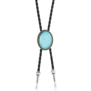 TEMU 새로운 합성 인레이 볼로 타이 웨스턴 가죽 코드 목걸이 남녀공용