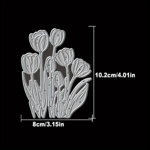 TEMU 오리지널 러블리 뷰티풀 튤립 꽃 메탈 커팅 다이 생일 결혼식 장식 스크랩북 페이퍼 크래프트 몰드 DIY 스탬핑 스텐실 용품