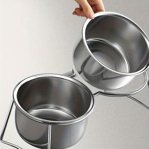 TEMU 1개 강아지 애완동물 사료 그릇 스테인리스 스틸 더블 볼 고양이용 높이 조절식 급수기 및 안티팁 물그릇