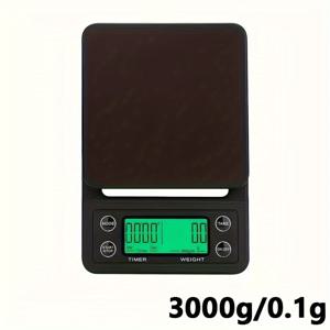 TEMU 1개 고정밀 커피 저울 타이머 포함 - 3kg/0.1g 정확도, 백라이트 LCD 디스플레이, 배터리 구동 (배터리 미포함), 드립 및 브루잉용