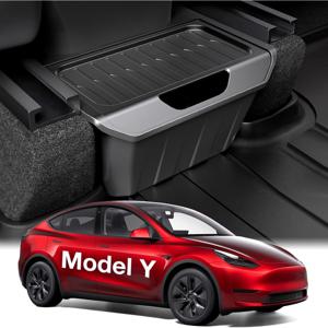 TEMU Tesla Model Y 트렁크 수납함 - 플립형 디자인 및 파티션 칸막이가 있는 뒷좌석 수납함