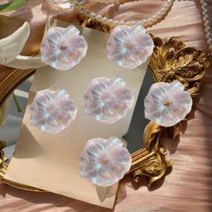 TEMU 6개 한국식 대형 스크런치 헤어 타이 - 파스텔 핑크 & 라벤더 색상의 반짝이는 아이리디센트 스크런치, 여성용 프레시 심플 우아한 헤어 밴드, 포니테일, 번, 브레이드, 헤어 스타일링 액세서리, 뱅 헤어스타일, 섬세한 디자인, 광택 마감, 트렌디한 헤어스타일, 고품질 소재, 미인 애호가용