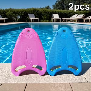 TEMU 초보자 및 수영 훈련에 이상적인 두꺼운 핑크 & 블루 표면 질감이 있는 상어 디자인 수영 훈련 보드 2개 세트