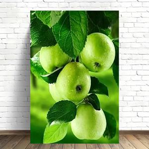 TEMU 2D 플랫 1pc 신선한 녹색 사과 나무 프레임리스 캔버스 아트워크 - 집, 사무실, 바, 카페 및 가게를 위한 밝은 2D 벽 장식 | 주방이나 식당을 위한 완벽한 선물, 주방 장식