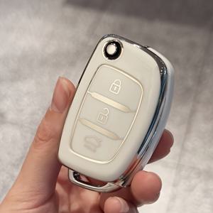 TEMU 현대 i10 i20 i40 iX35 싼타페 플립 키 커버, 3버튼 리모컨 키 케이스, 내구성 TPU 보호 케이스