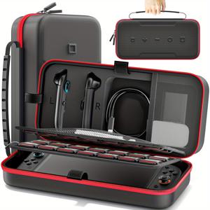 TEMU 스위치2용 멀티 기능 충전기 홀더 포함, 압력 방지 보호 케이스 - NS 오리지널/OLED 콘솔 및 게임 호환 수납 가방