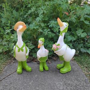 TEMU 3피스 가족 오리 세 마리 야외 레진 조각상, 정원 테이블 현관 오리 커플 장식품, 크리스마스 추수감사절 선물