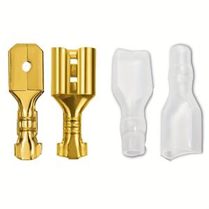 TEMU 200개 2.8 4.8 6.3mm 여성 프레스 터미널 커넥터 골든 카 스피커 와이어 커넥터 세트, 배터리 없음