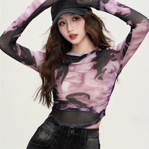 TEMU 여성 슬림핏 긴팔 티셔츠 - 부드러운 데일리 캐주얼 상의, 디자인, 봄/여름/가을용 비침 방지 원단, 오피스, 파티