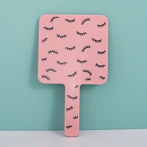 TEMU 귀여운 만화 속눈썹 디자인 휴대용 핸드헬드 메이크업 거울 - 여행에 편리한 컴팩트 유리 표면, 배터리 불필요, 가벼워서 간편하게 사용 가능