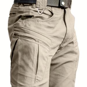 TEMU X5 남성용 전술 카고 팬츠 - 조절 가능한 스트랩이 있는 멀티포켓 작업 바지, 건설 작업자용 내구성 있는 논스트레치 원단, 다양한 색상, 봄/가을 시즌 (세탁기 사용 가능, 벨트리스 디자인), 헤비 작업 바지, 봄 가을 의상, 강화된 포켓 솔기