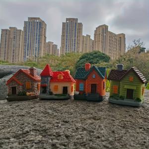 TEMU 4개 미니 요정 정원 코티지 세트 - 유리 용기용 레진 캐빈, 분재 및 홈 데코 - 실내외 다용도 장식품, 발렌타인데이, 어머니날, 노동절 선물