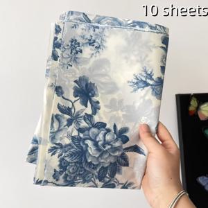 TEMU 10/20/50장 파란색 모란 패턴 선물 포장 티슈, 20*14인치 습기 및 깨지기 쉬운 물품 보호용, 생일, 발렌타인데이, 크리스마스, 선물, 의류, 와인 포장 및 장식 상자 채우기에 적합