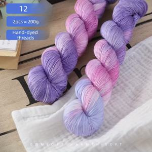 TEMU 핸드다이 염색 실 팩 2개, 고급 레이스 실, 컬러 니트웨어, 크로셰 홀로우 셔츠, 수제 뜨개질