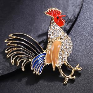 TEMU ESSHPULE 빈티지 수탉 브로치 핀 - 레드 & 골든 악센트가 돋보이는 우아한 별자리 닭 주얼리, 남녀 공용 - 어머니의 날/아버지의 날 선물, 포멀/캐주얼 스타일링에 어울리는 내구성 있는 코사지 액세서리, 세련된 디자인, 패션 애호가를 위한 선물 아이디어