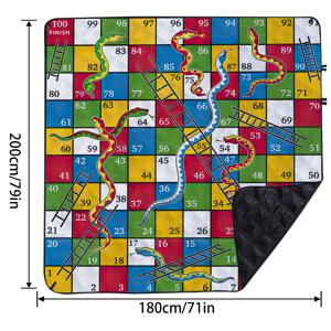 TEMU 1pc 만화 체커보드 게임 디자인 피크닉 매트 - 산드프루프, 그래스프루프, 쉬운 청소 폴리에스터 직물로 가족 모임, 캠핑 및 피크닉에 적합한 야외 담요, 모든 계절 사용, 가족 피크닉 매트 | 피크닉 매트 | 내구성 있는 피크닉 담요, 피크닉 담요