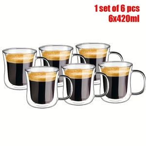 TEMU EGKEA 이중벽 유리잔 세트, 보온 유리, 커피잔, 물컵, 4개 세트 - 6.220ml/420ml. 투명 유리컵, 이중 레이어 단열 및 내열 커피컵을 가져오세요. 여자친구가 사용하기에 적합하며, 선물하는 사람에게 첫 번째 선택입니다.