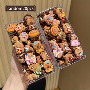 TEMU 랜덤 믹스 귀여운 카피바라 고탄력 엄지 머리끈 10개, 20개, 또는 30개 팩으로 판매, 손상 없이 머리 스타일링에 완벽합니다.