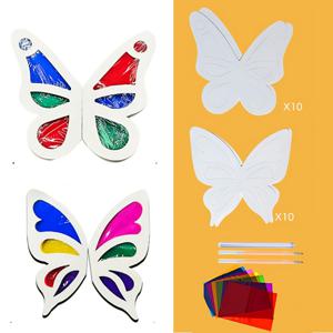 TEMU 20개 DIY 빛과 그림 나비 날개 재료 팩, 수제 공예 필요, 20개의 흰색 판지 나비 포함, 완성된 제품은 결혼식 장식, 홈 환경 장식 및 이벤트 파티 장면에 사용 가능, 할로윈, 크리스마스 및 추수감사절에 필수, 생생한 사이즈의 판지 컷아웃, 할로윈