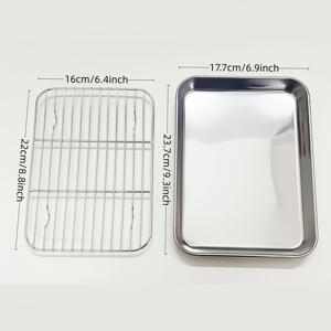 TEMU 스테인리스 스틸 베이킹 시트 및 랙, 냉각 랙 포함, 세 가지 사이즈로 제공, 식기세척기 사용 가능, 야외 피크닉 파티 BBQ 주방 액세서리