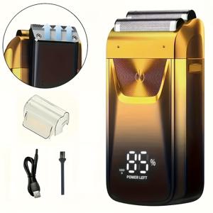 TEMU 2-in-1 대머리 이발기, 미용사 가위 포함 알루미늄 호일 헤드 전동 면도기 - 전문가용 USB 충전식 전동 면도기, 부드러운 수염 클리퍼, 휴가 및 아버지의 날 선물