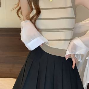 TEMU 여성용 슬림핏 민소매 탑 - 캐주얼 여름 블라우스, 대조 트림, 라운드 넥, 가벼우면서 통기성 좋은 캐주얼 의상용, 다용도 패션 | 대조 트림 탑 | 건축, 여성용 블라우스, 민소매 탑, 아이스 슬리키 섬유 조끼, 탱크탑, 오프숄더 블라우스, 민소매 블라우스, 크롭 셔츠, 여성용 크롭 조끼, 여성용 조끼, 민소매 탑