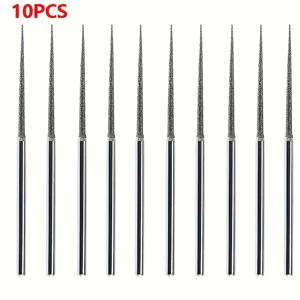 TEMU 10개 3mm 샤크 버프 헤드, 70mm 길이, 초미세 버프, 드릴 비트, 작은 긴 مخروط형 1.2mm 회전 도구용