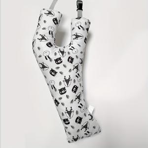 TEMU 1팩 자동차 여행용 목베개 조절 가능한 안전벨트 어깨 패드 & 별 디자인 – 긴 주행, 기차 및 도로 여행을 위한 Y자형 지지대, 편안한 여행 베개, 기차용 액세서리, 재미있는 패턴, 인체공학적 편안함, 부드러운 원단