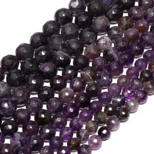 TEMU AAA 등급 천연 자수정 구슬 - 진한 보라색에서 검은색 그라데이션, 면처리된 라운드 루즈 스페이스드 비즈 (4-12mm) DIY 주얼리 만들기, 팔찌, 목걸이, 귀걸이용 - 우아한 여성 선물, 내구성 있는 천연석 구슬, 매끄러운 질감, 선물 쇼퍼