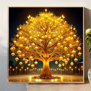 TEMU DIY 머니 트리 디자인, 페인팅 아트 키트, 휴일 선물 및 생일 선물용, 침실·사무실·거실 벽 장식 (액자 미포함)