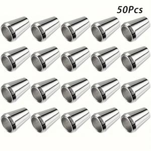 TEMU 50개 금속 벨 스토퍼, 원뿔형 끈 끝 잠금 고정 장치, 전기도금 공정, 재봉용 로프 버클